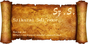 Szikszai Sándor névjegykártya