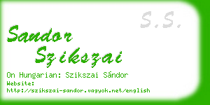 sandor szikszai business card
